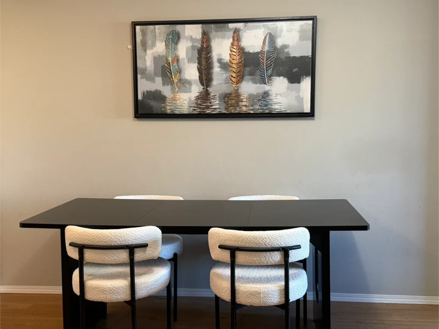 Set of 4 Boucle Dining Chairs - Ivory White image indicator(3)