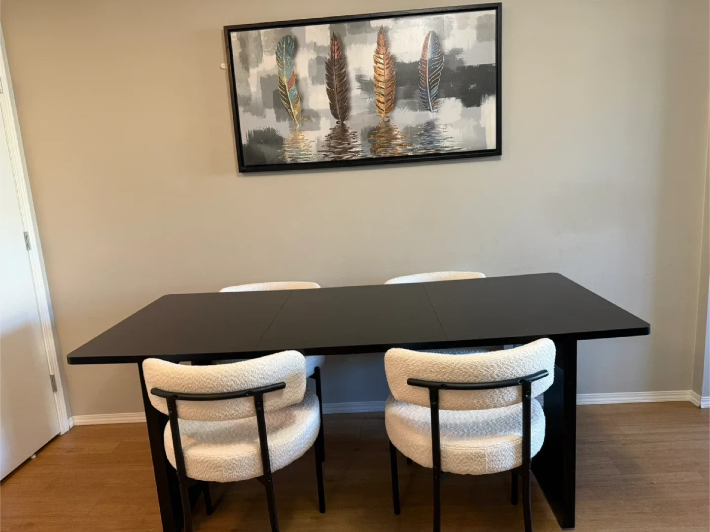 Set of 4 Boucle Dining Chairs - Ivory White image indicator(4)