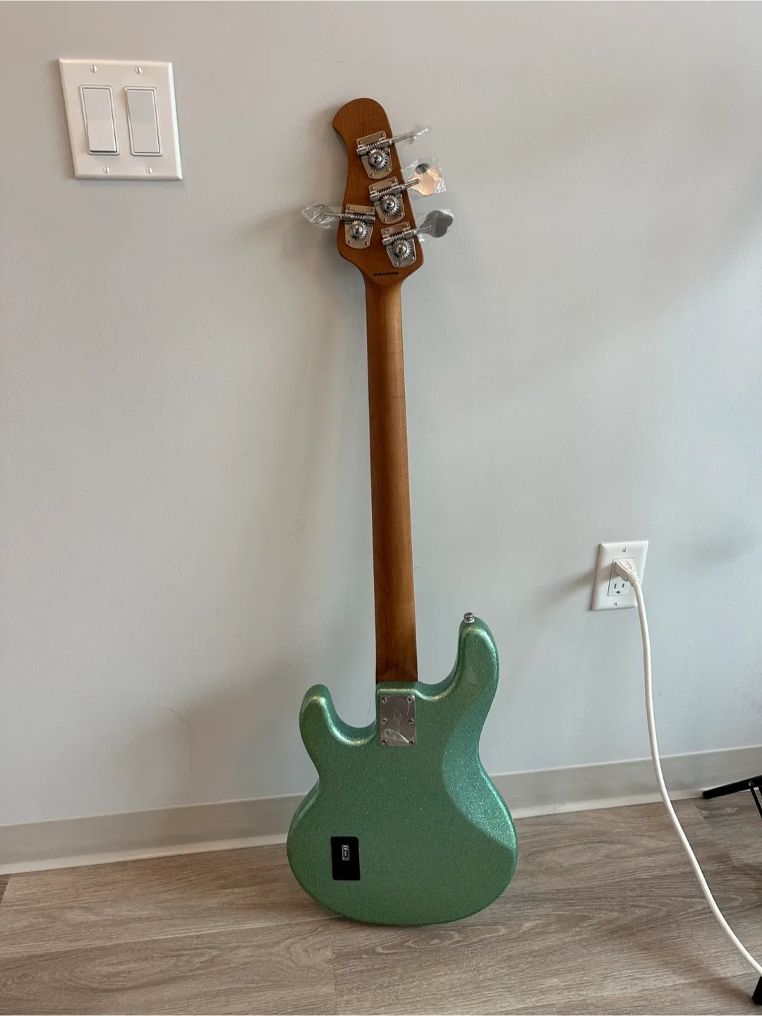 New Sterling by Music Man StingRay Bass Guitar - Green Sparkle image indicator(3)