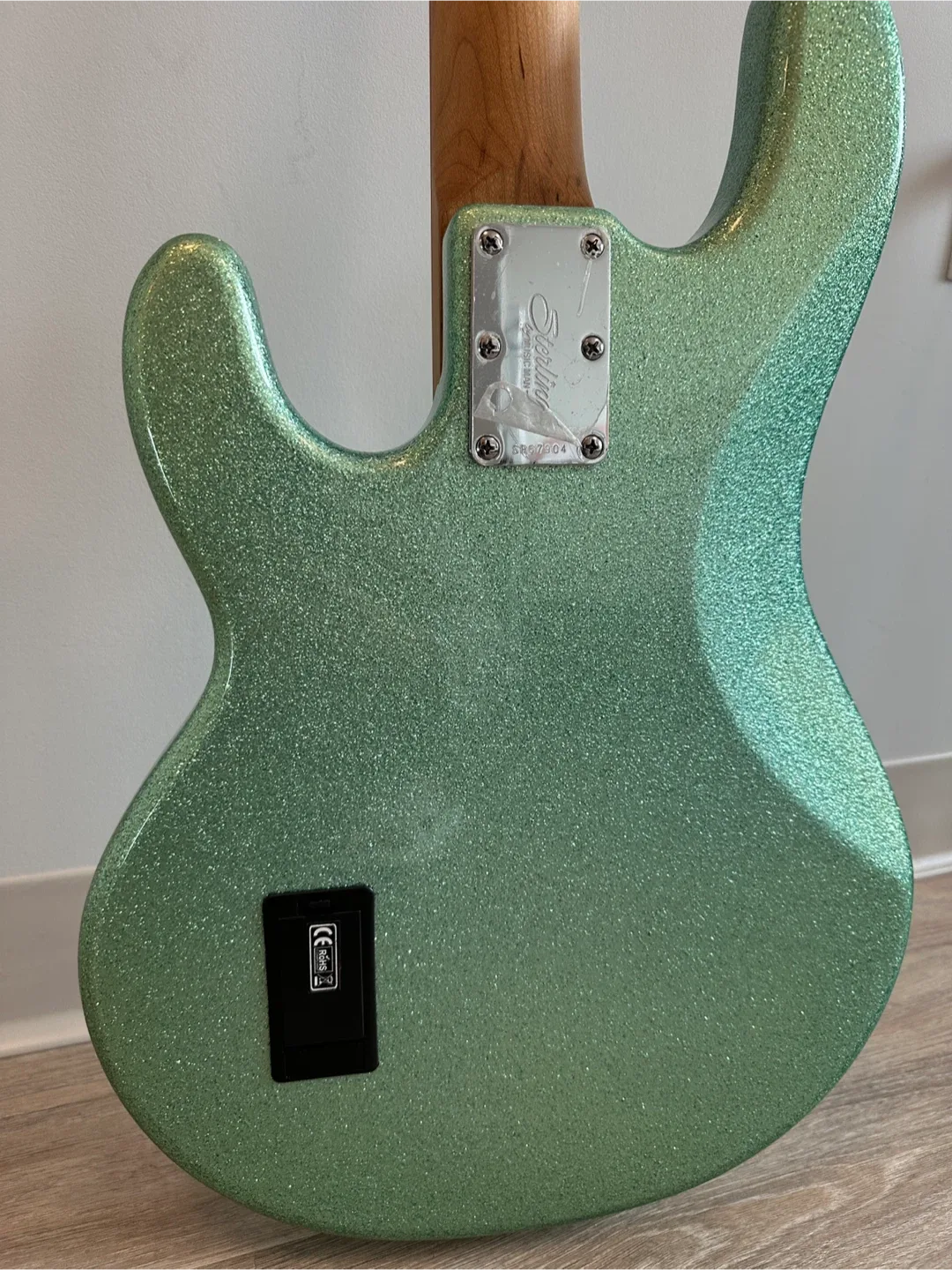 New Sterling by Music Man StingRay Bass Guitar - Green Sparkle image indicator(4)