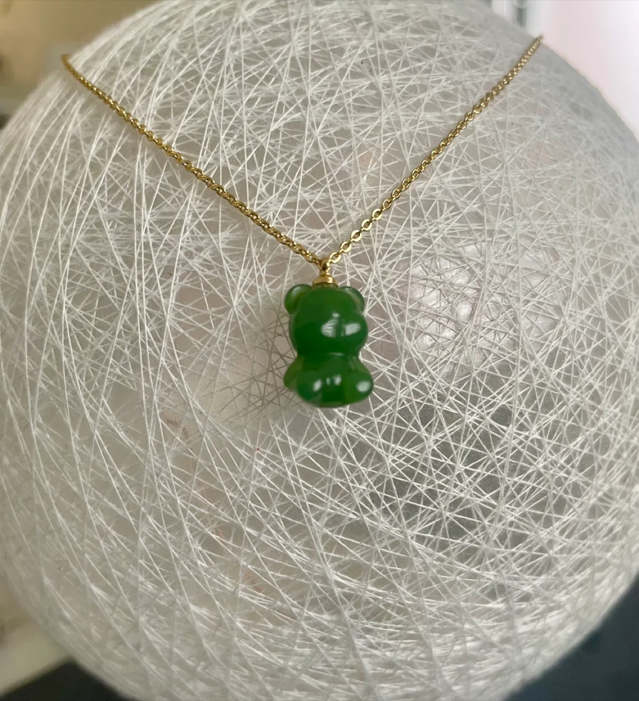 Natural Hetian Jade Bear Pendant Necklace