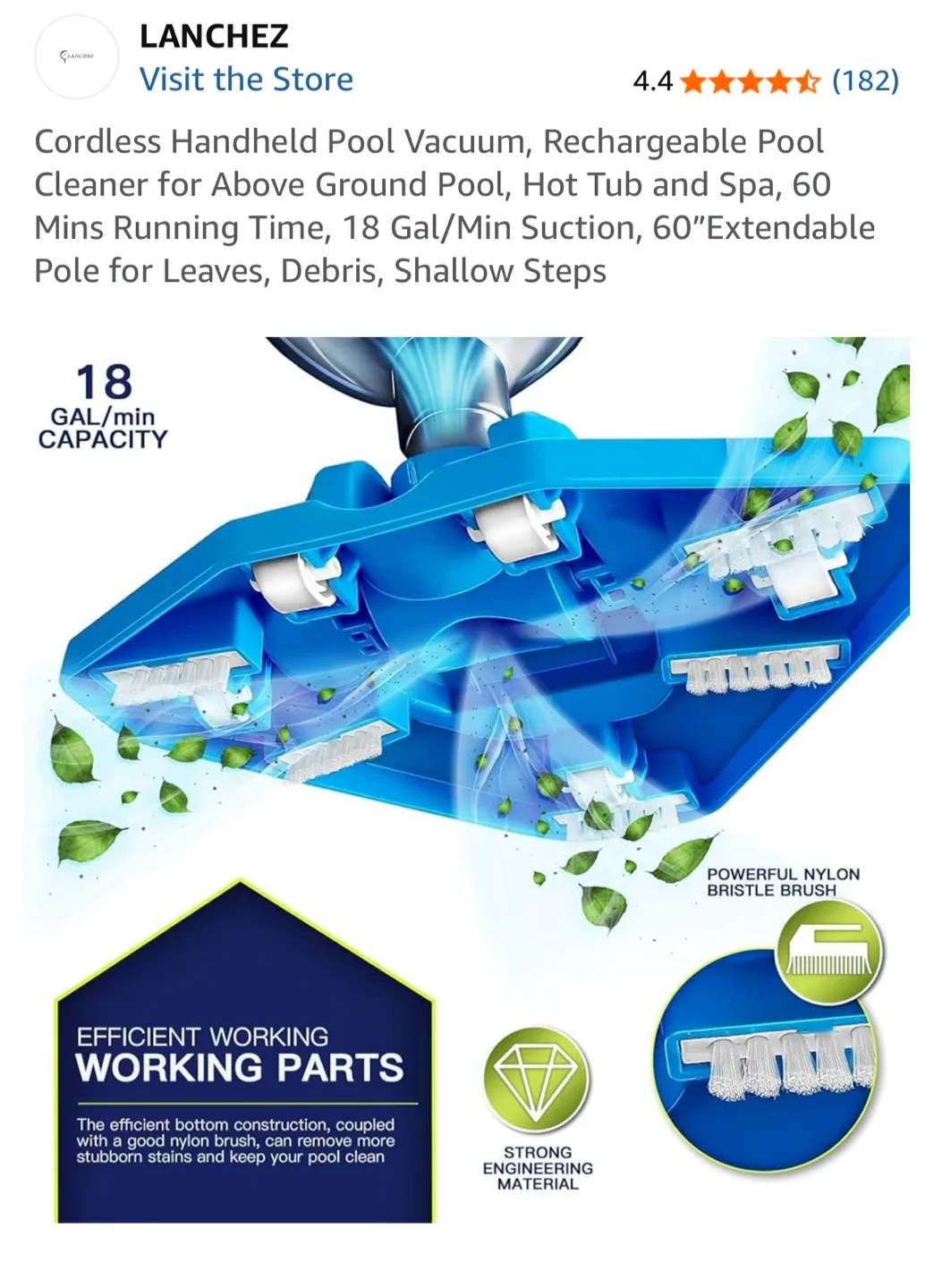 LANCHEZ Cordless Handheld Pool Vacuum image indicator(3)