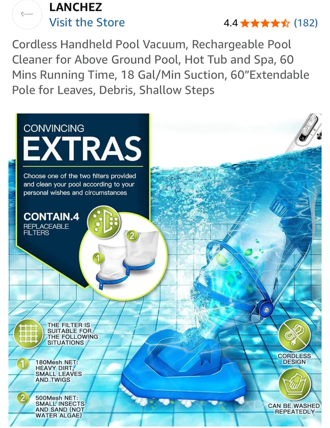 LANCHEZ Cordless Handheld Pool Vacuum image indicator(4)