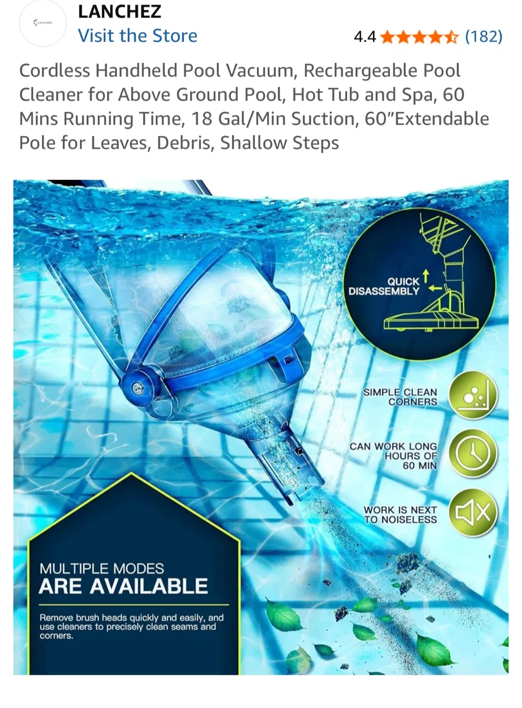 LANCHEZ Cordless Handheld Pool Vacuum image indicator(5)