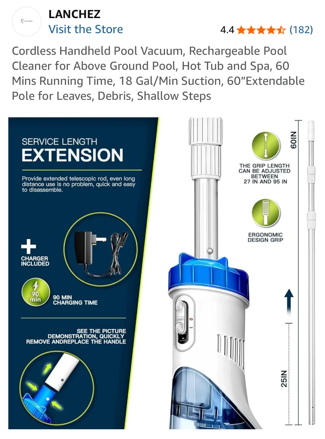 LANCHEZ Cordless Handheld Pool Vacuum image indicator(7)