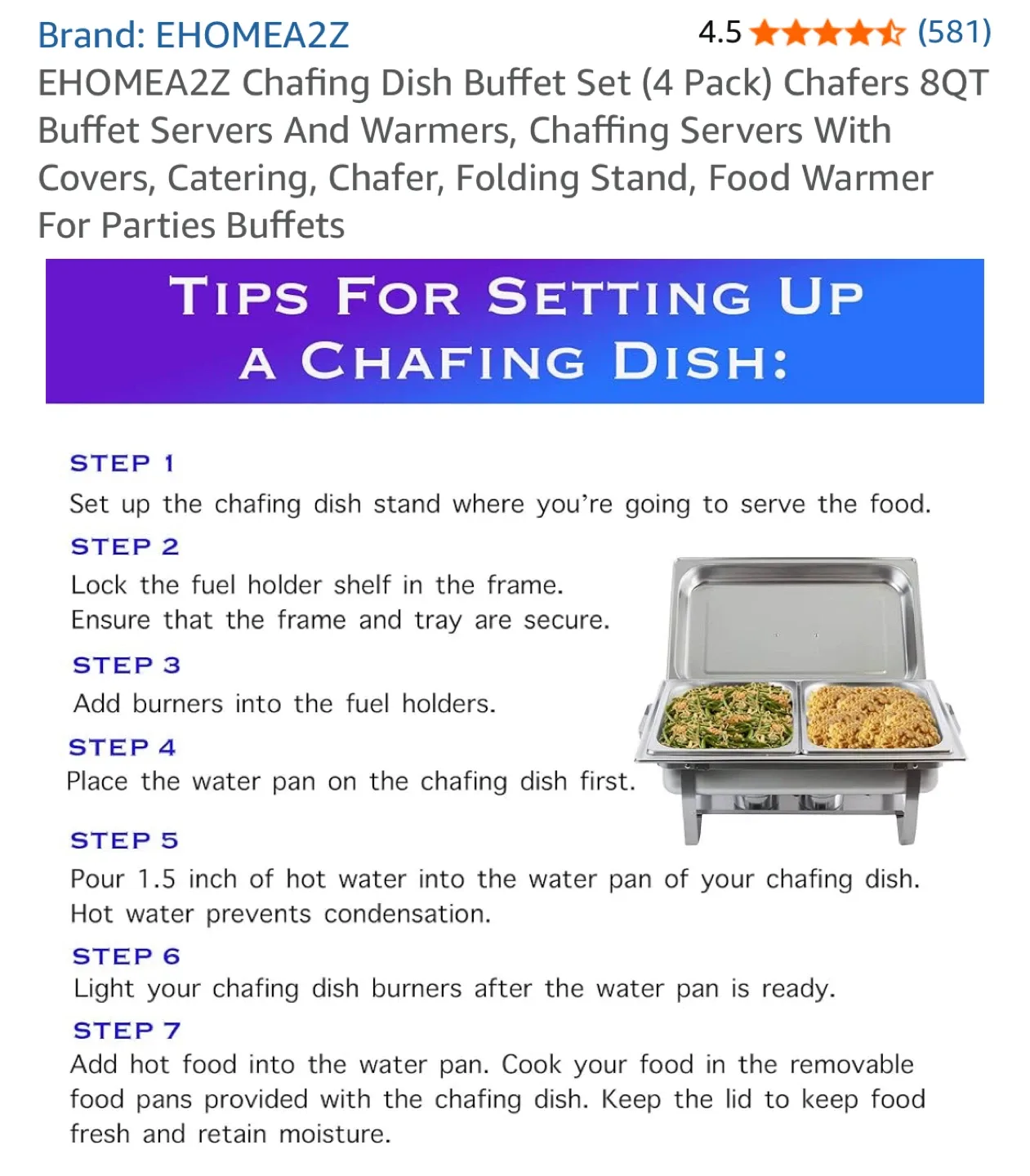 EHOMEA2Z Chafing Dish Buffet Set (4 Pack) image indicator(6)