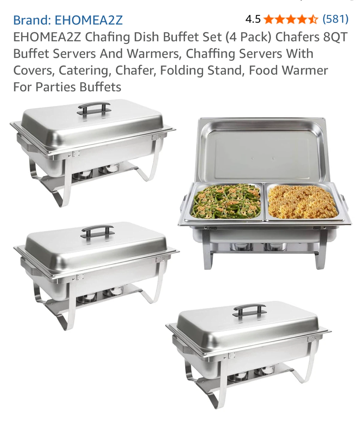 EHOMEA2Z Chafing Dish Buffet Set (4 Pack)
