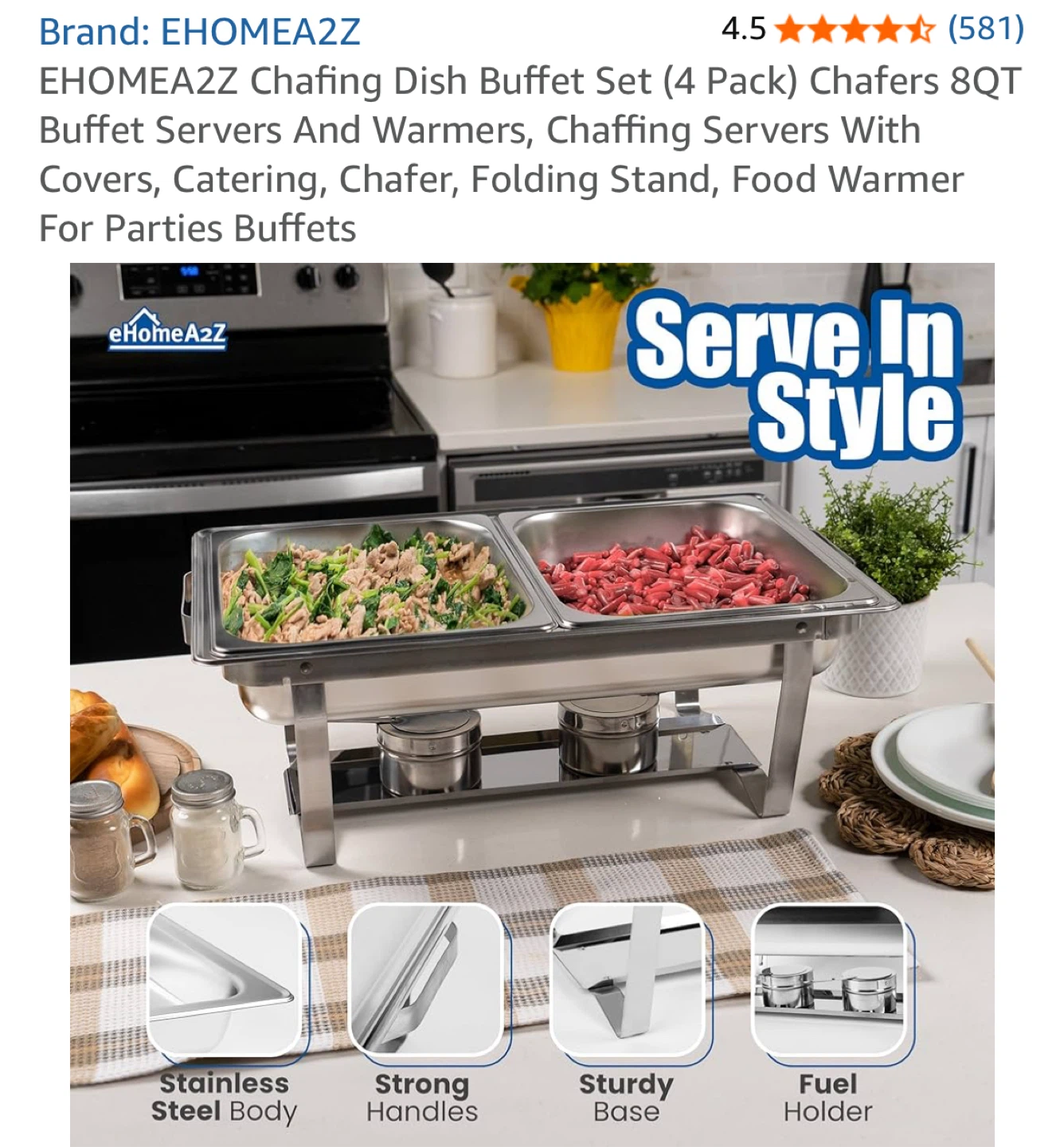 EHOMEA2Z Chafing Dish Buffet Set (4 Pack) - photo 4