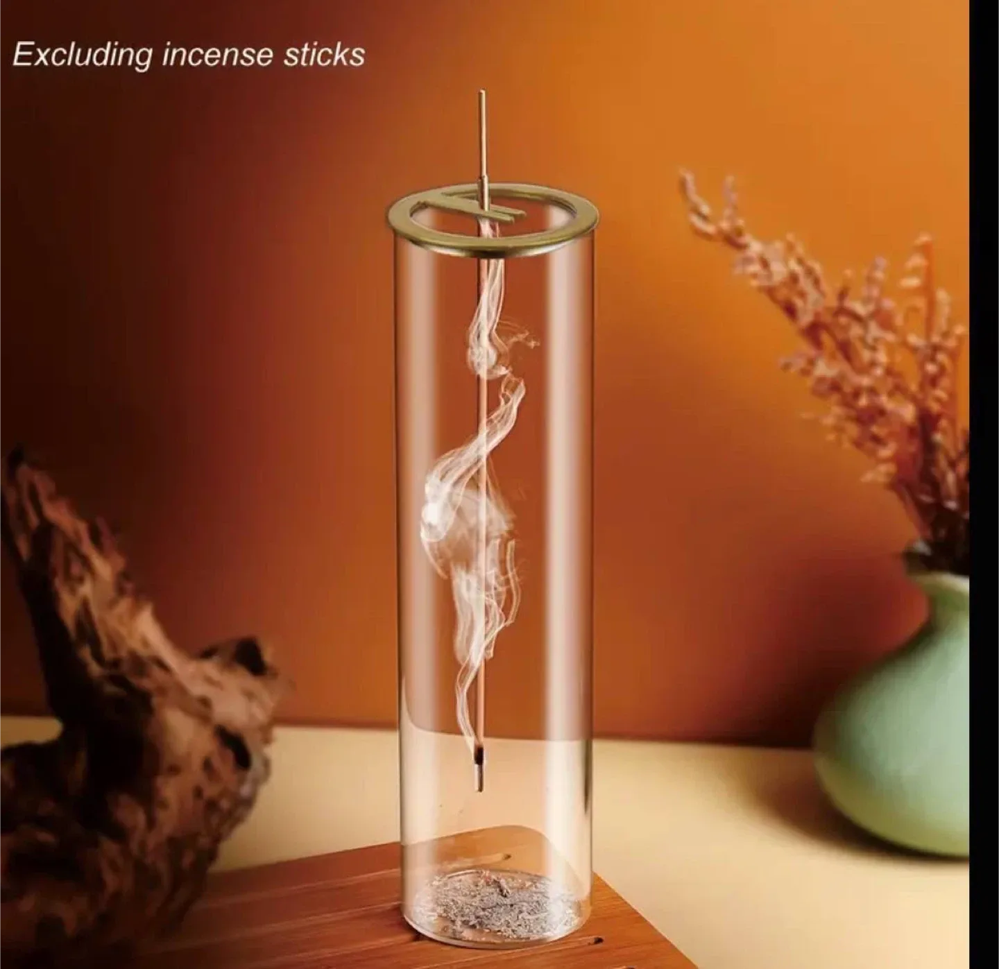 Elegant Glass Incense Holder with Brass thumbnail