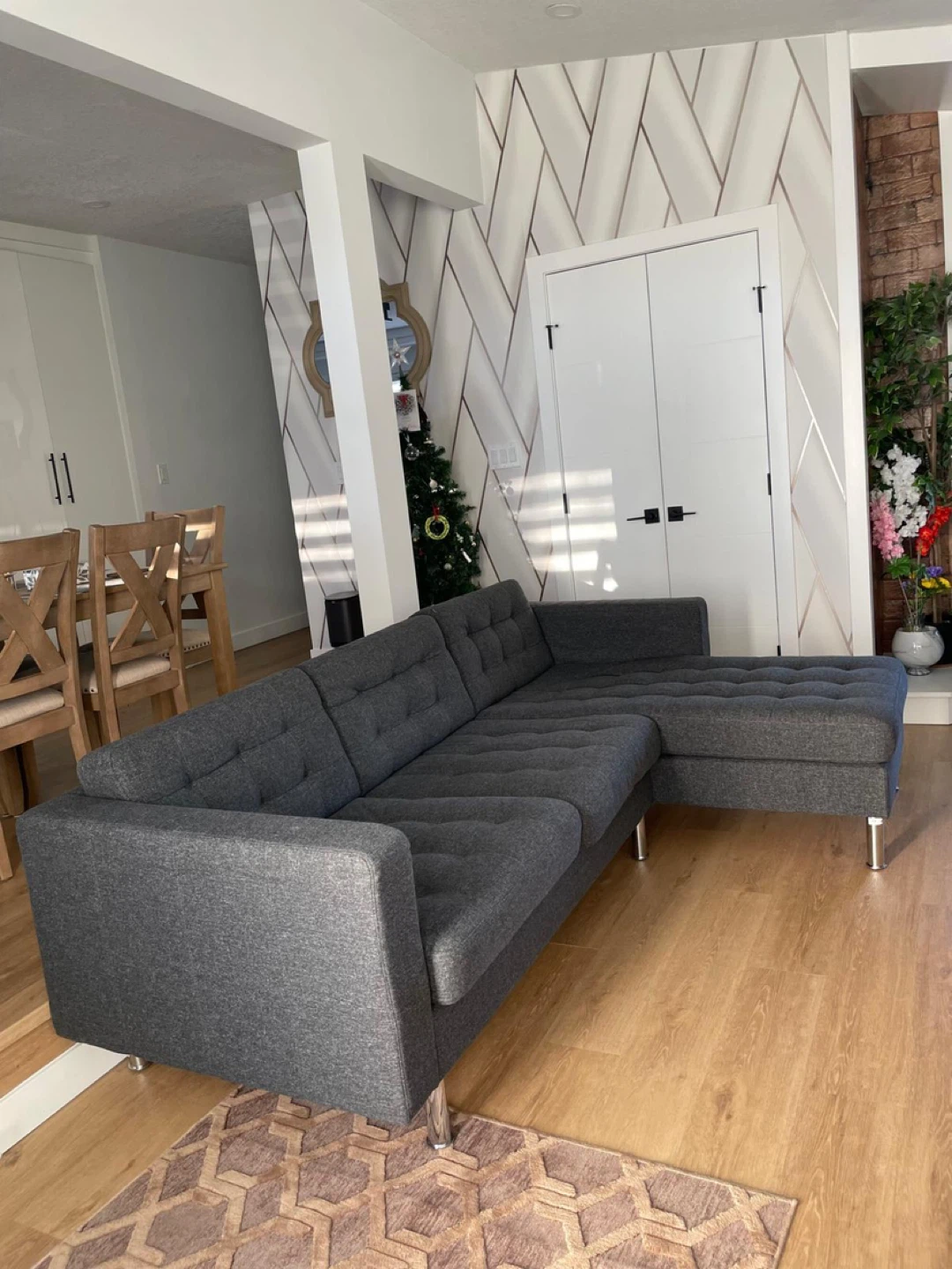 Grey Sectional Sofa with Chaise - photo 5