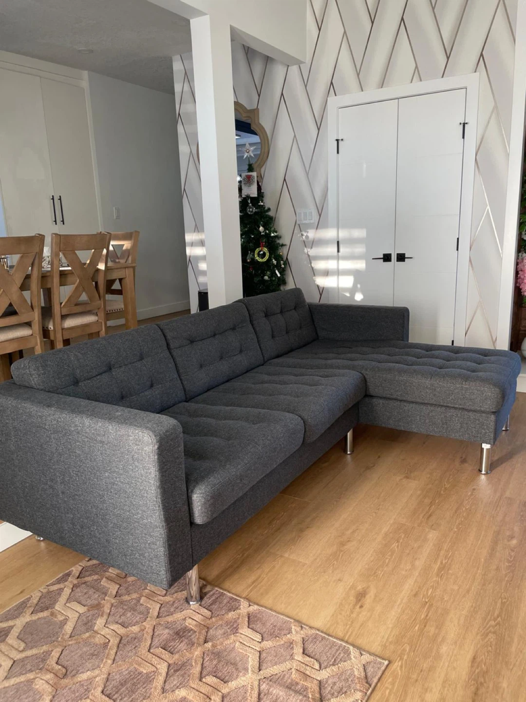 Grey Sectional Sofa with Chaise - photo 2