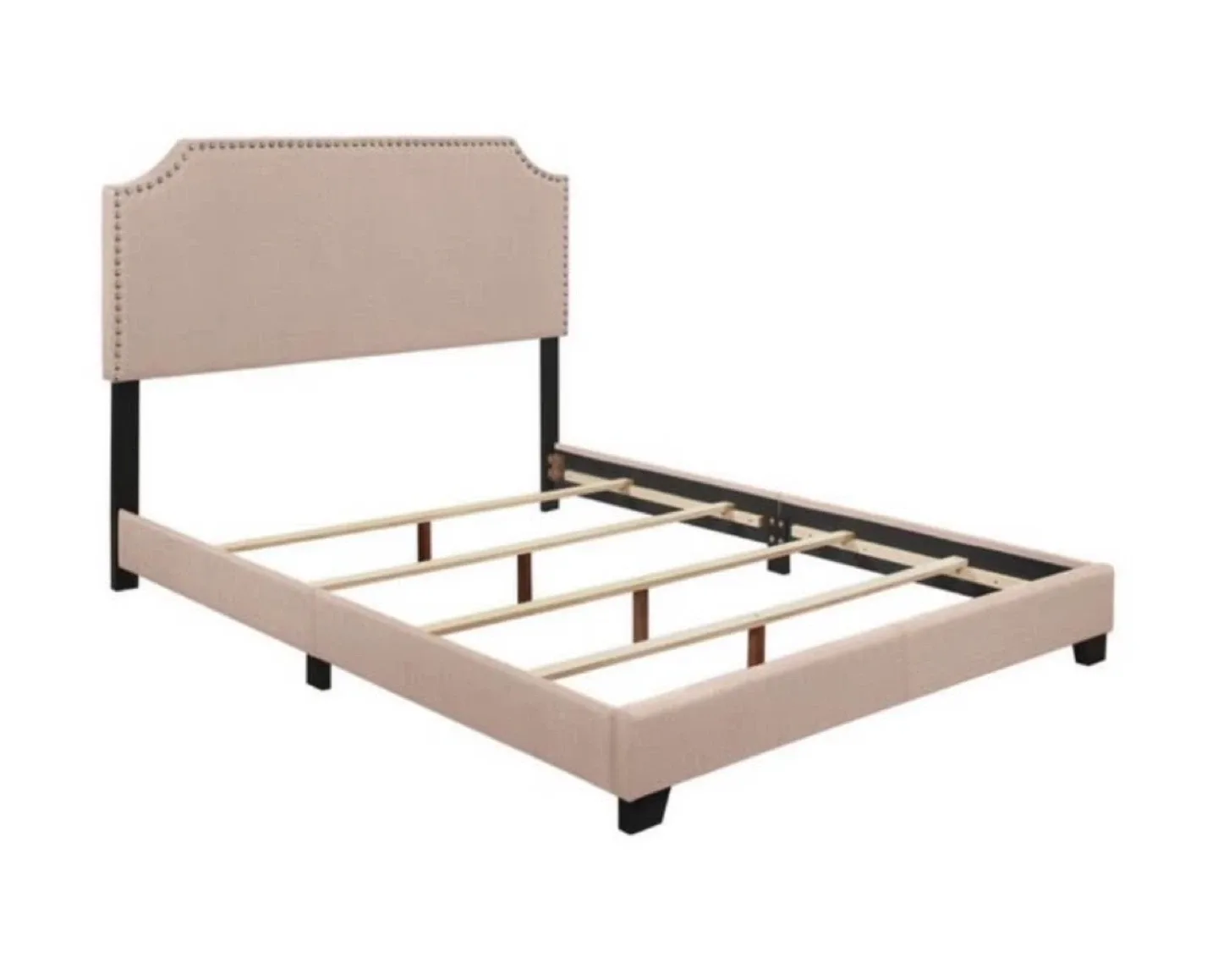 New Queen Size Beige Upholstered Bed image indicator(3)