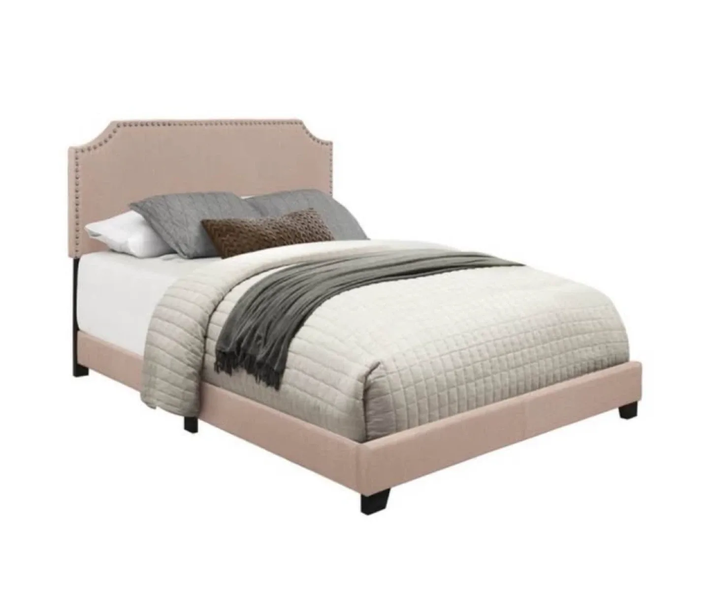 New Queen Size Beige Upholstered Bed image indicator(2)