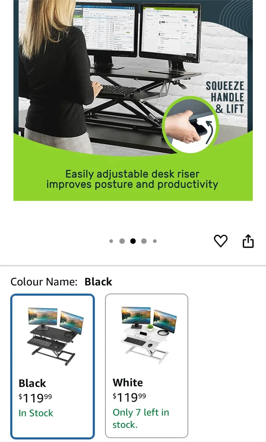 Standing Desk Converter & Monitor Riser - Height Adjustable image indicator(2)