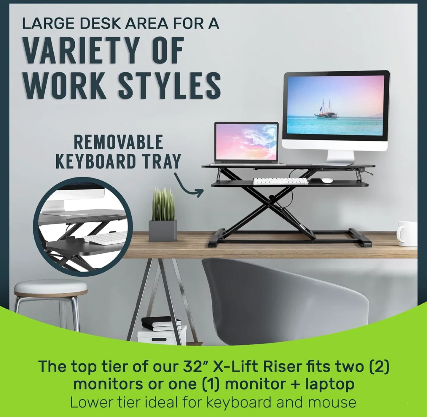 Standing Desk Converter & Monitor Riser - Height Adjustable image indicator(3)