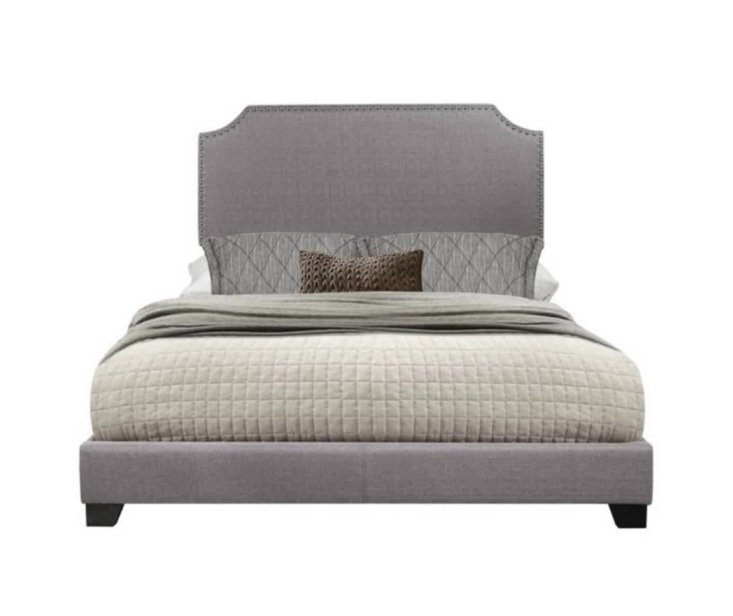 New King Size Light Grey Upholstered Bed - photo 2