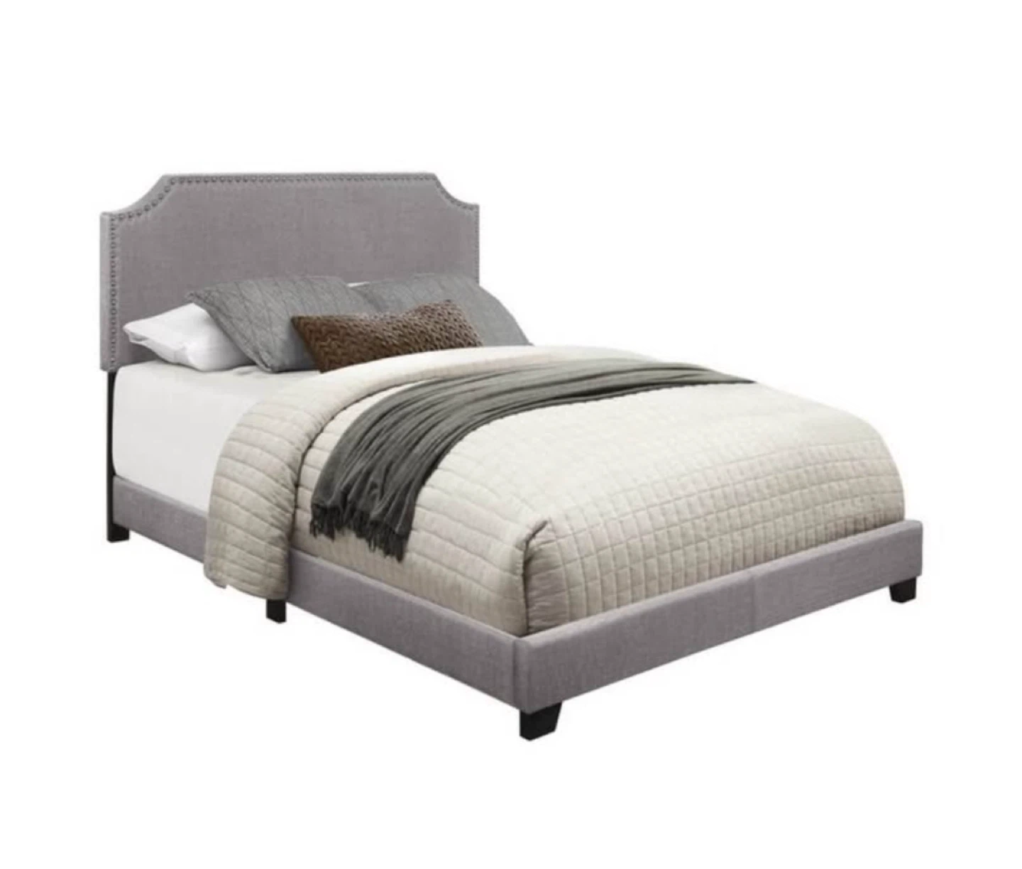 New King Size Light Grey Upholstered Bed - photo 3
