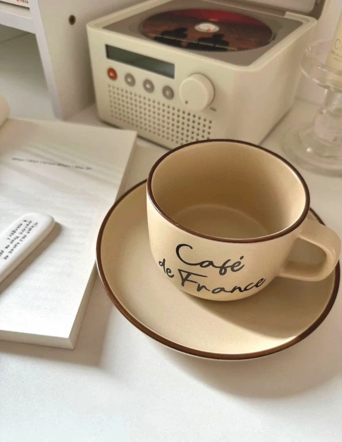 Café de France Beige Cup and Saucer Set thumbnail