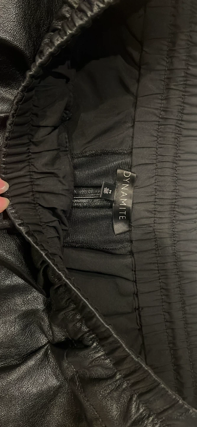 Dynamite Black Faux Leather Joggers - Size M - photo 2