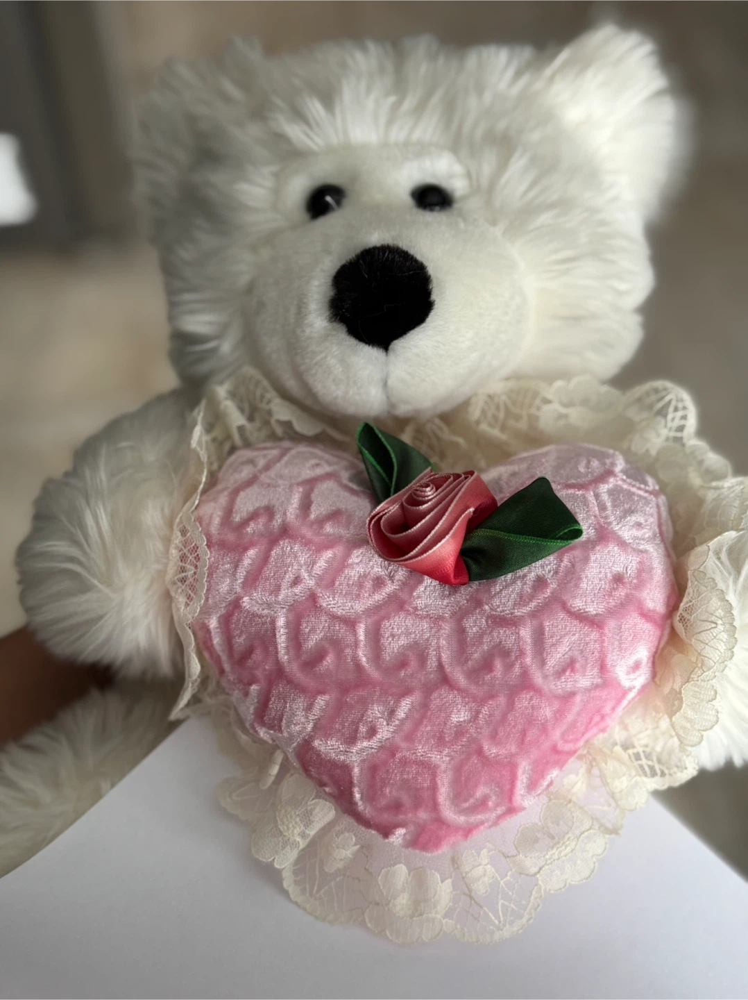 White Plush Teddy Bear with Heart - photo 2