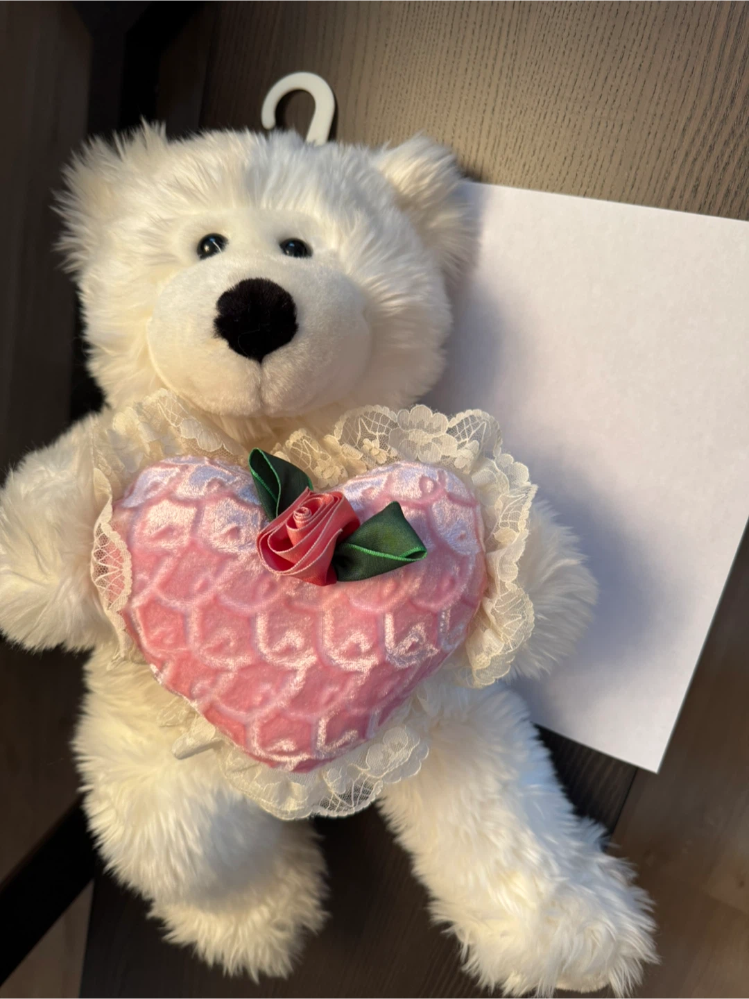 White Plush Teddy Bear with Heart - photo 3