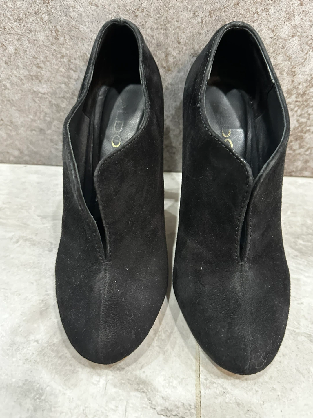 Aldo Black Suede Heeled Booties