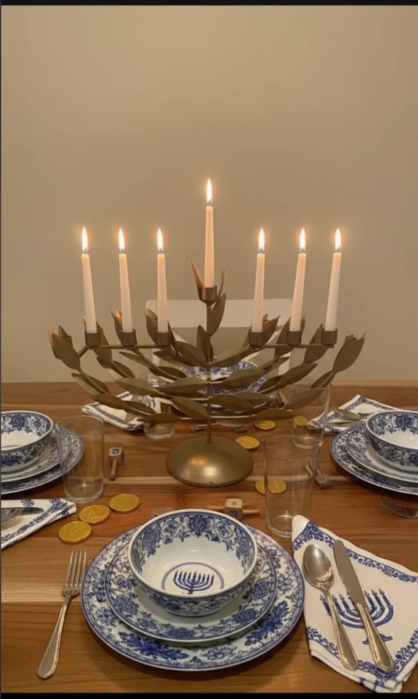 Hanukkah Menorah - Gold Leaf Design image indicator(2)