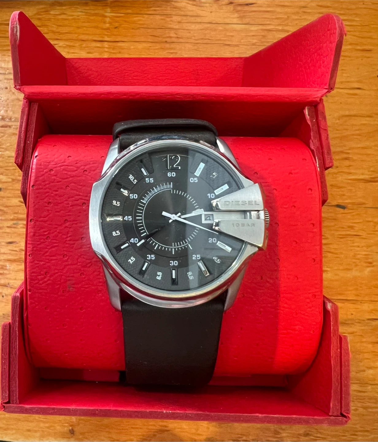 Diesel Watch with Black Leather Band
