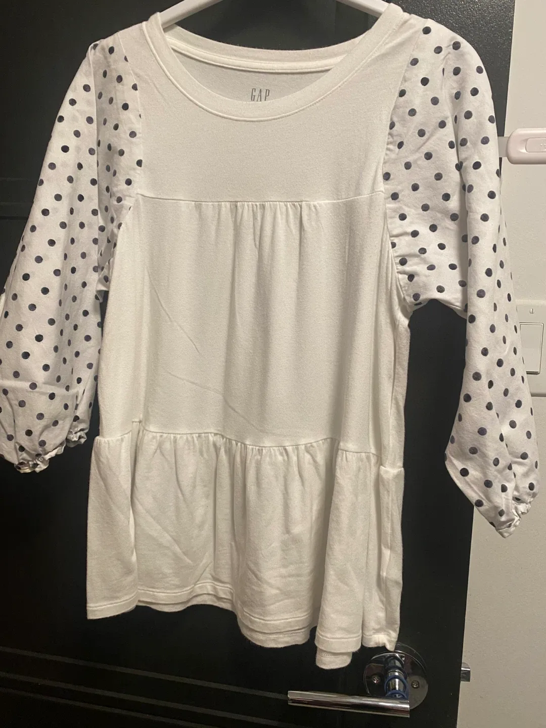 GAP White Polka Dot Sleeve Top - Size S thumbnail