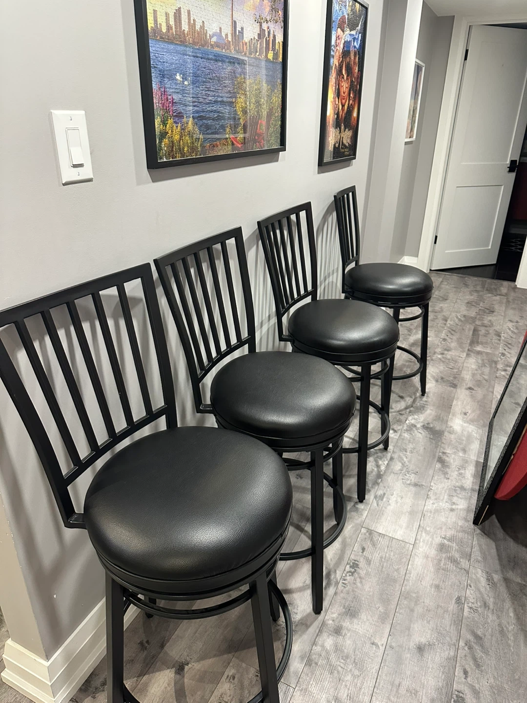 Set of 4 Black Swivel Bar Stools