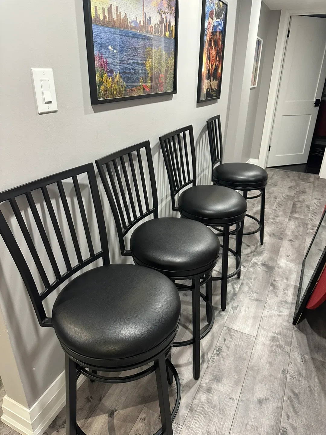 Set of 4 Black Swivel Bar Stools thumbnail