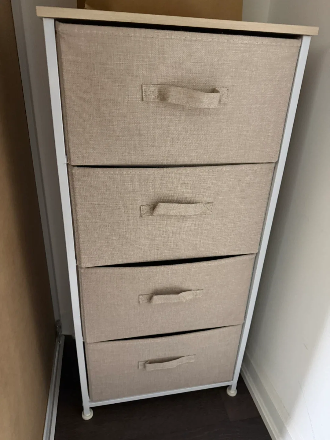 4-Drawer Storage Unit - Beige Fabric thumbnail