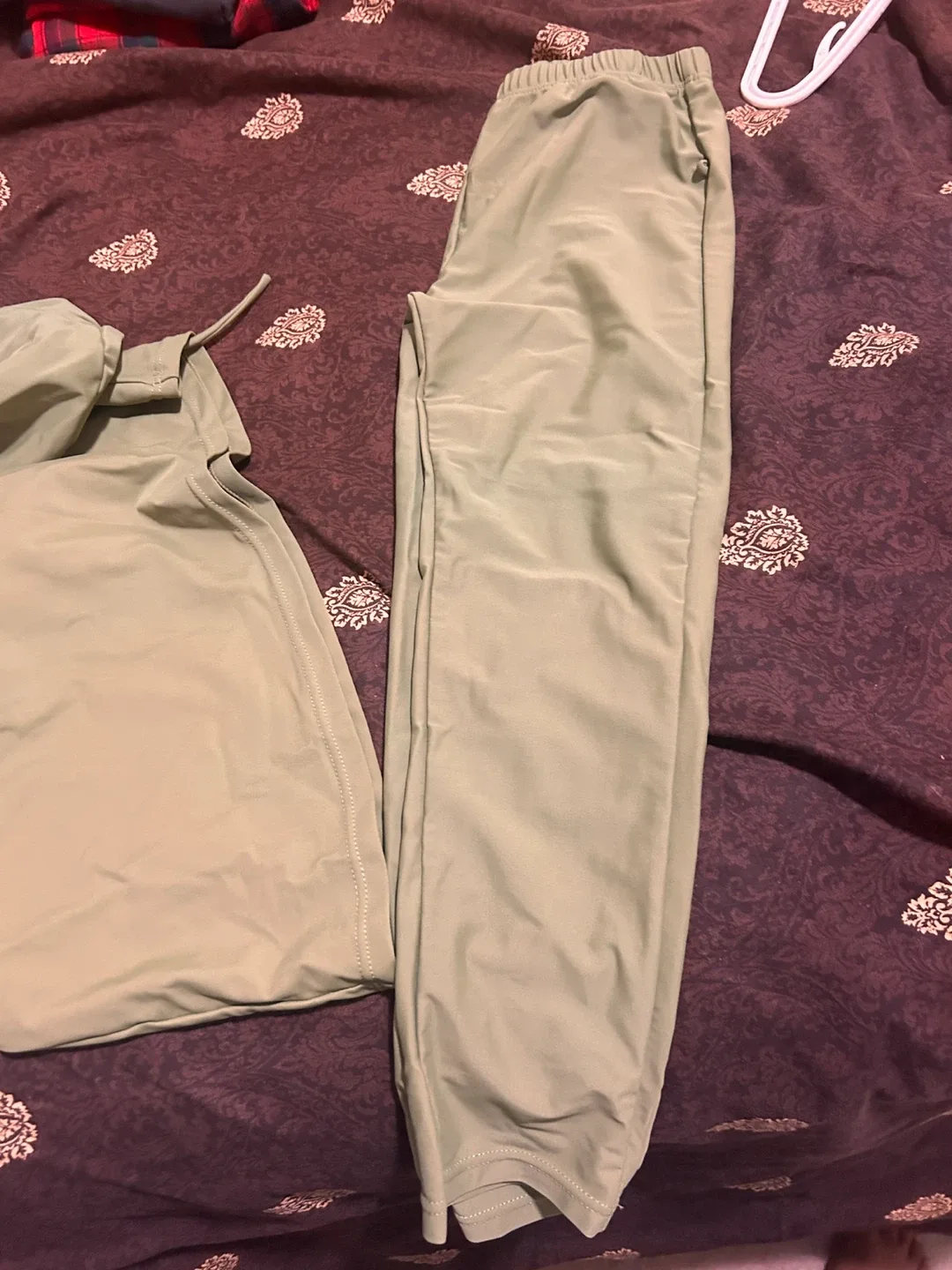 Floral Swimsuit with Pants Olive Green image indicator(2)