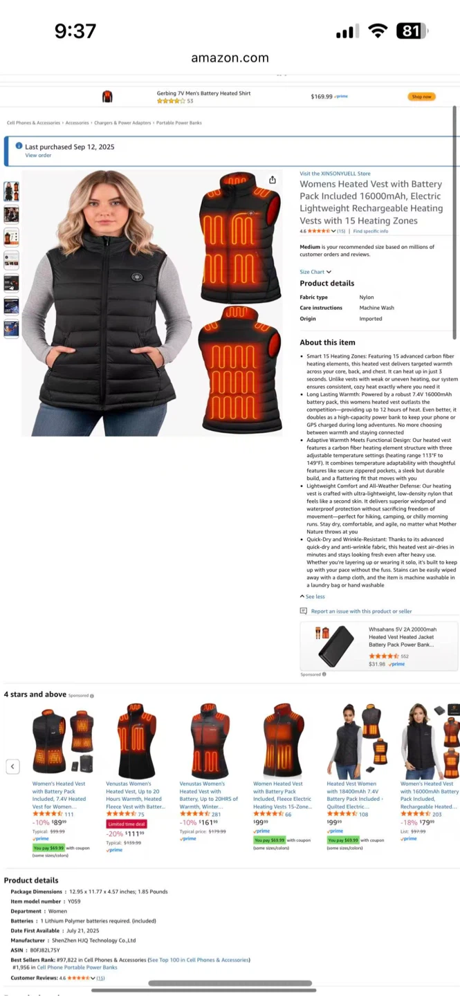 Brand new Heated Vest Black Size XL