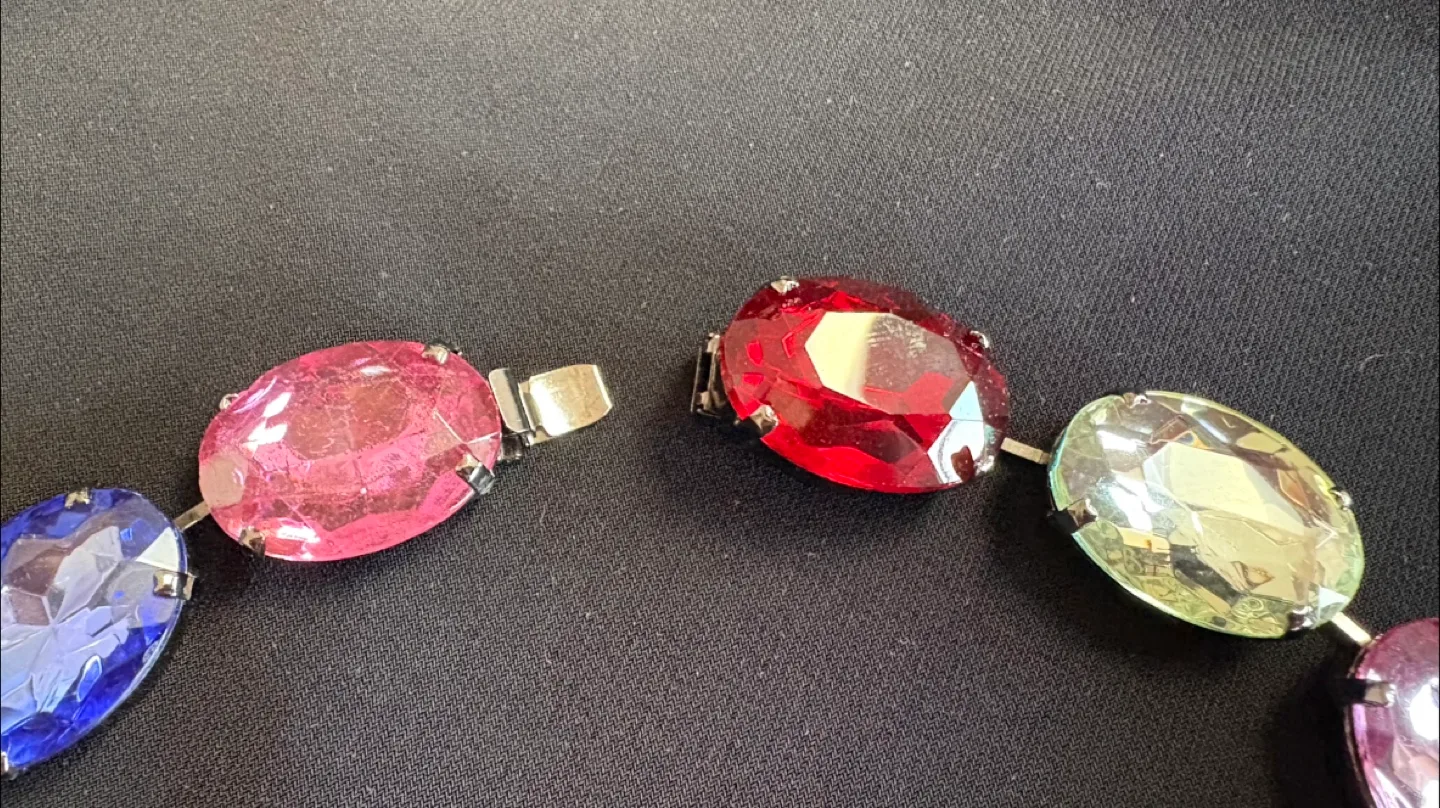 Beautiful Glass Choker Necklace - New Condition 17” Long image indicator(5)