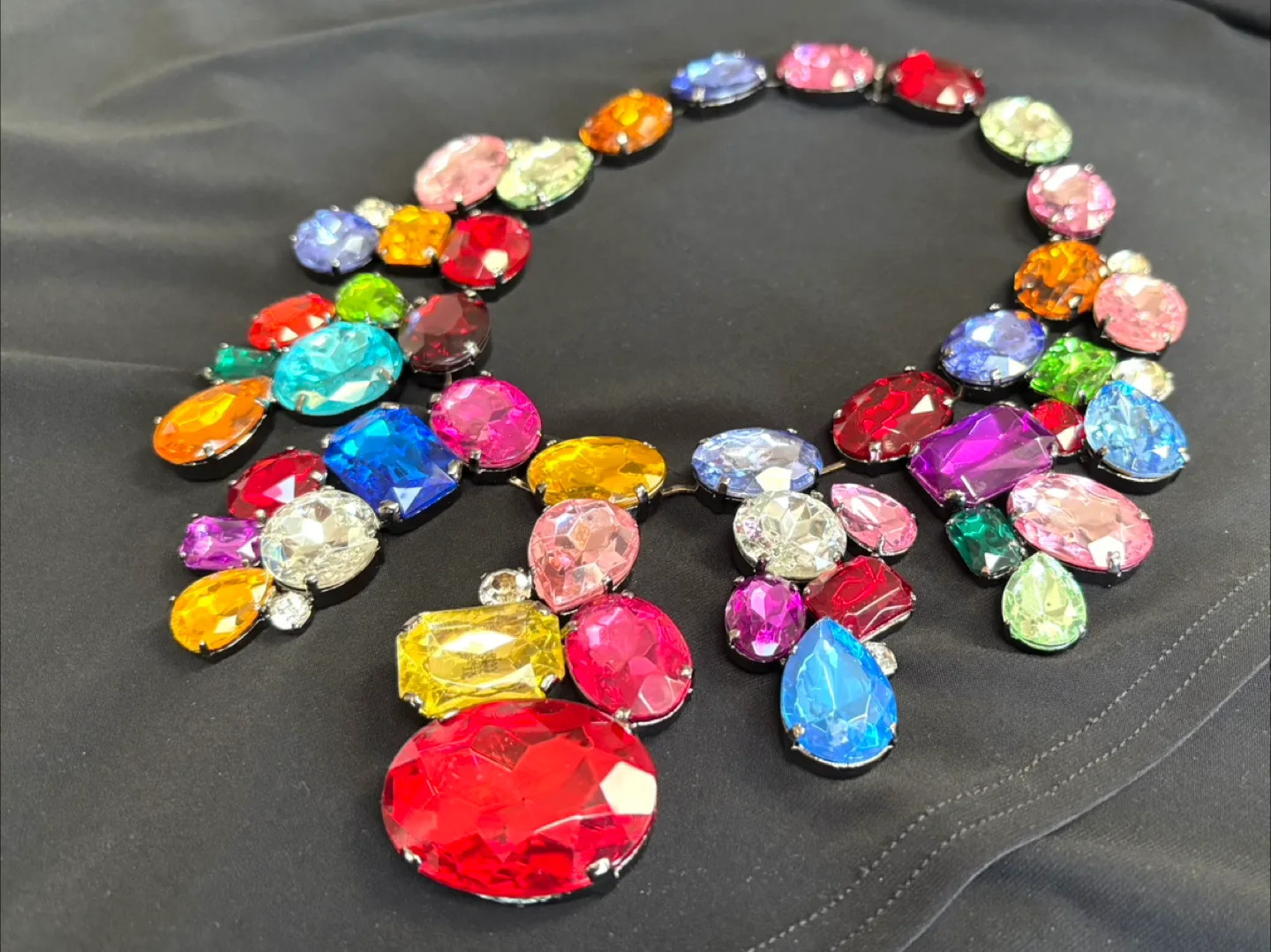 Beautiful Glass Choker Necklace - New Condition 17” Long image indicator(9)