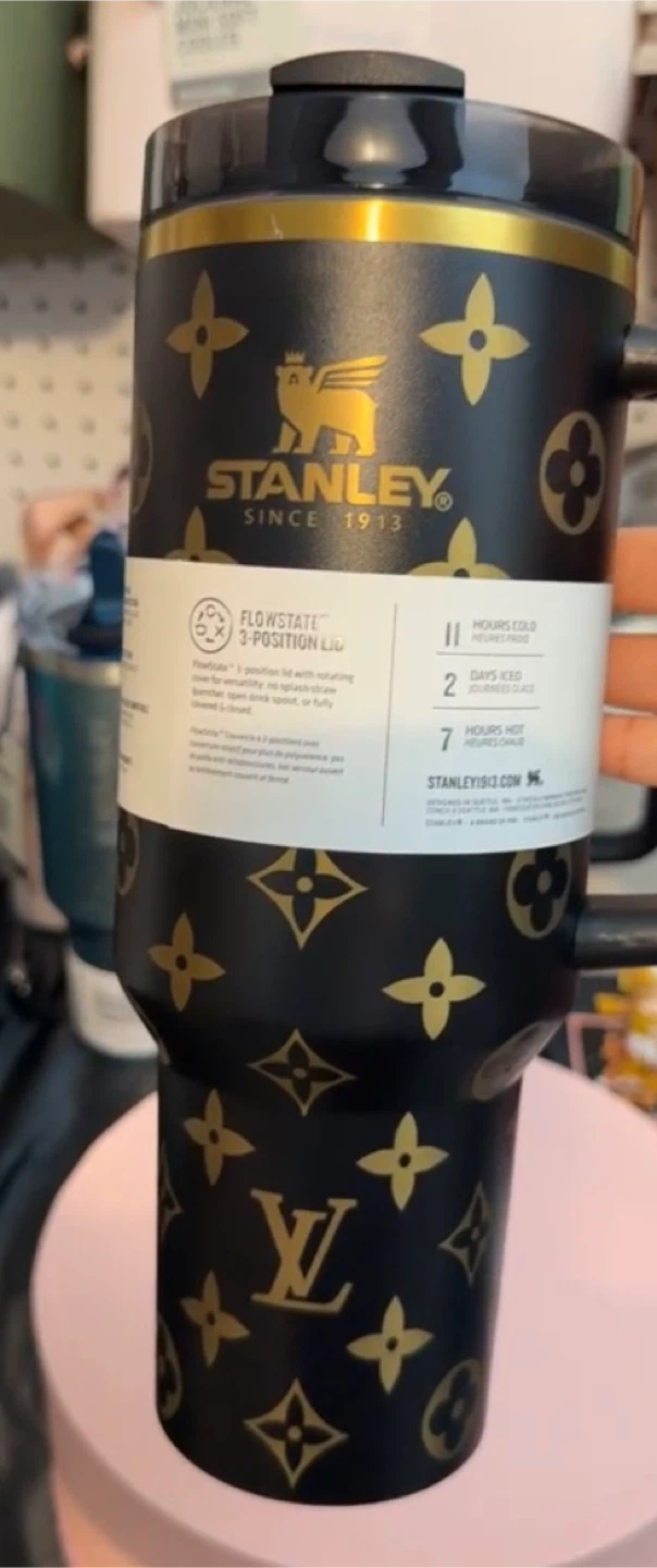 Stanley Tumbler Black with Gold Design