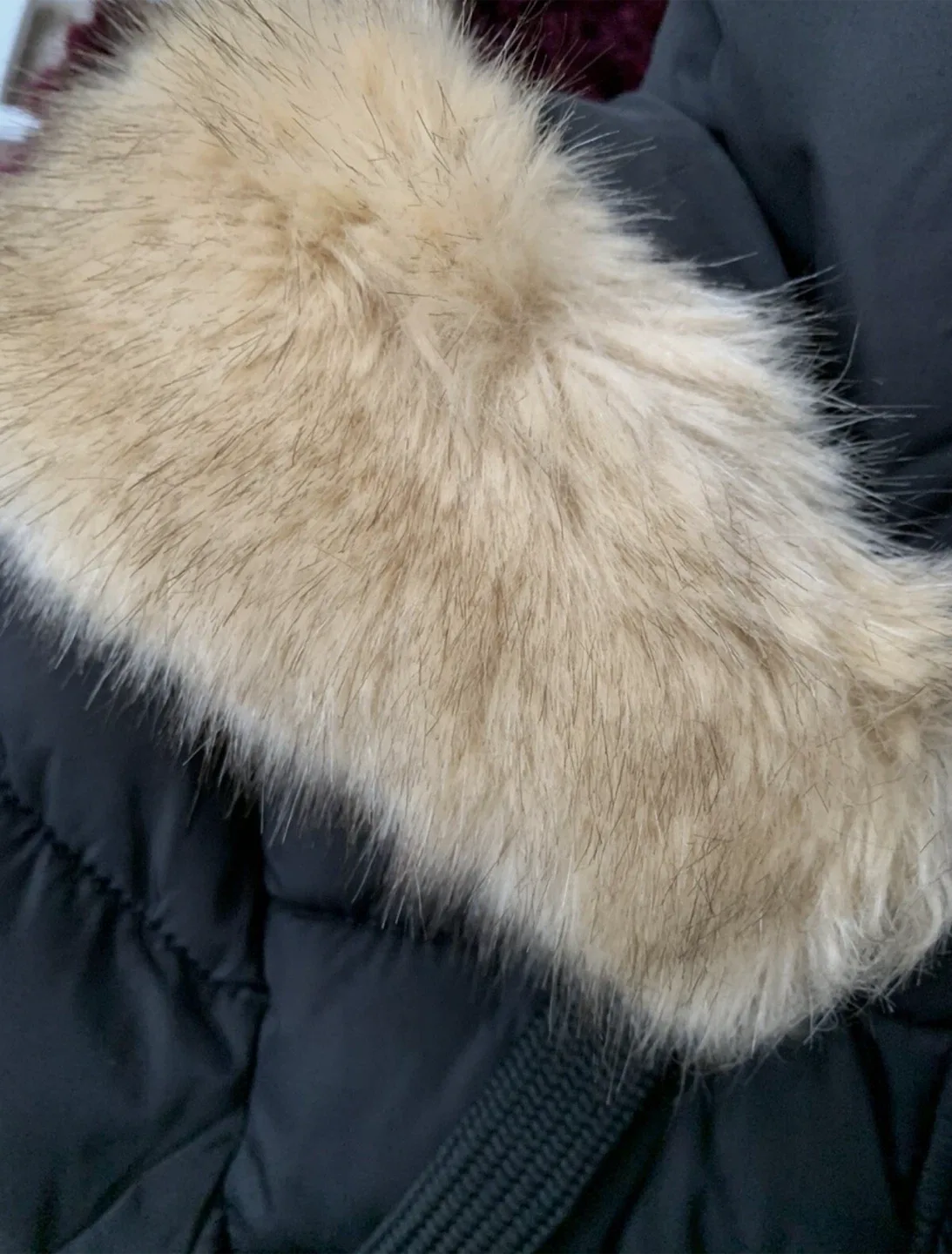 Black Puffer Coat with Faux Fur Hood image indicator(3)
