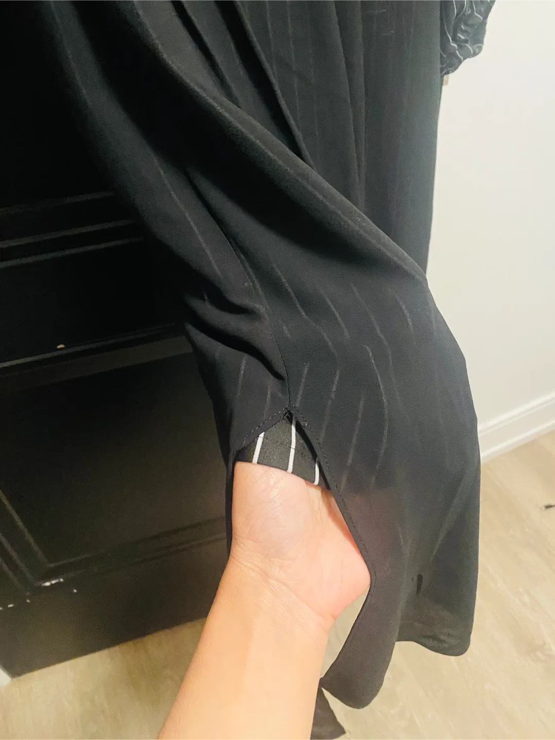 Black Pinstripe Long Sleeve Dress - Size S image indicator(5)