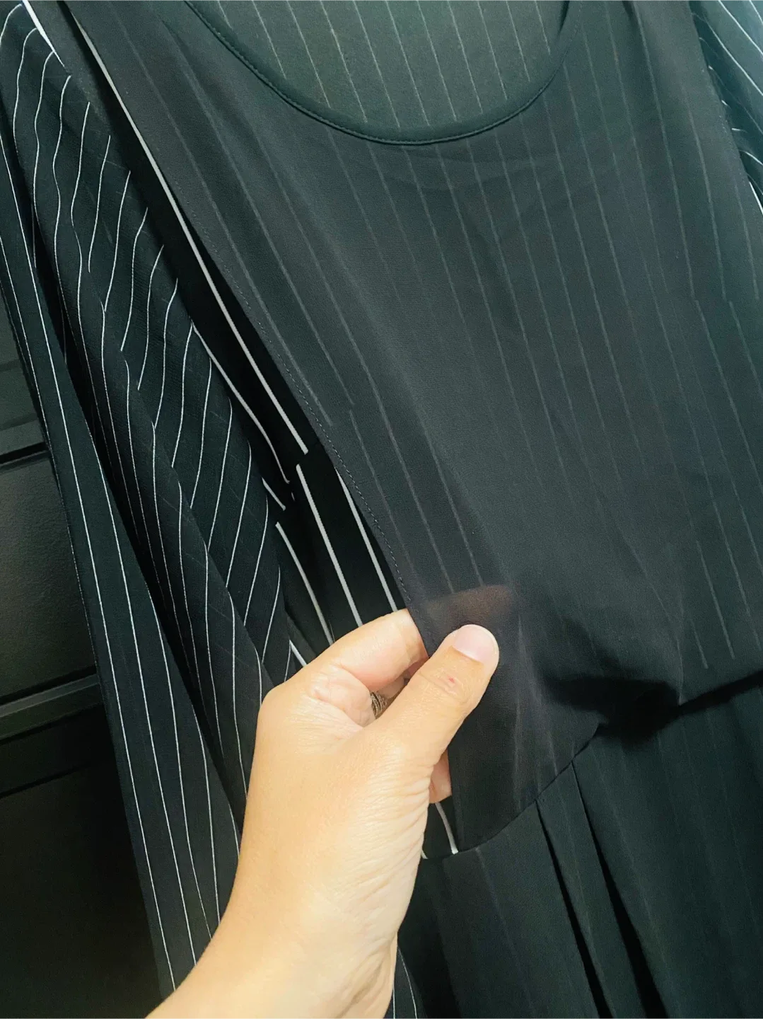 Black Pinstripe Long Sleeve Dress - Size S image indicator(4)