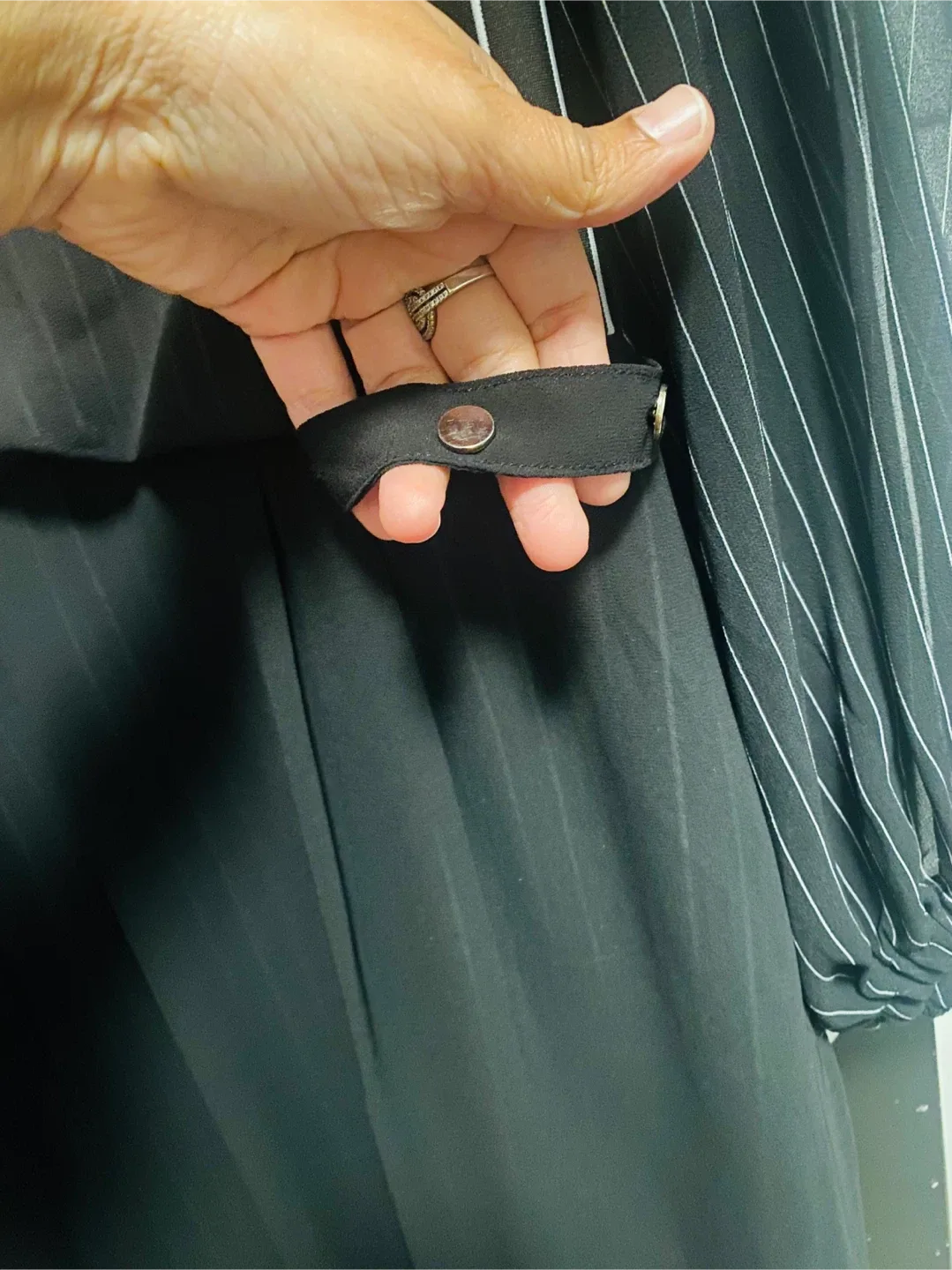 Black Pinstripe Long Sleeve Dress - Size S image indicator(7)