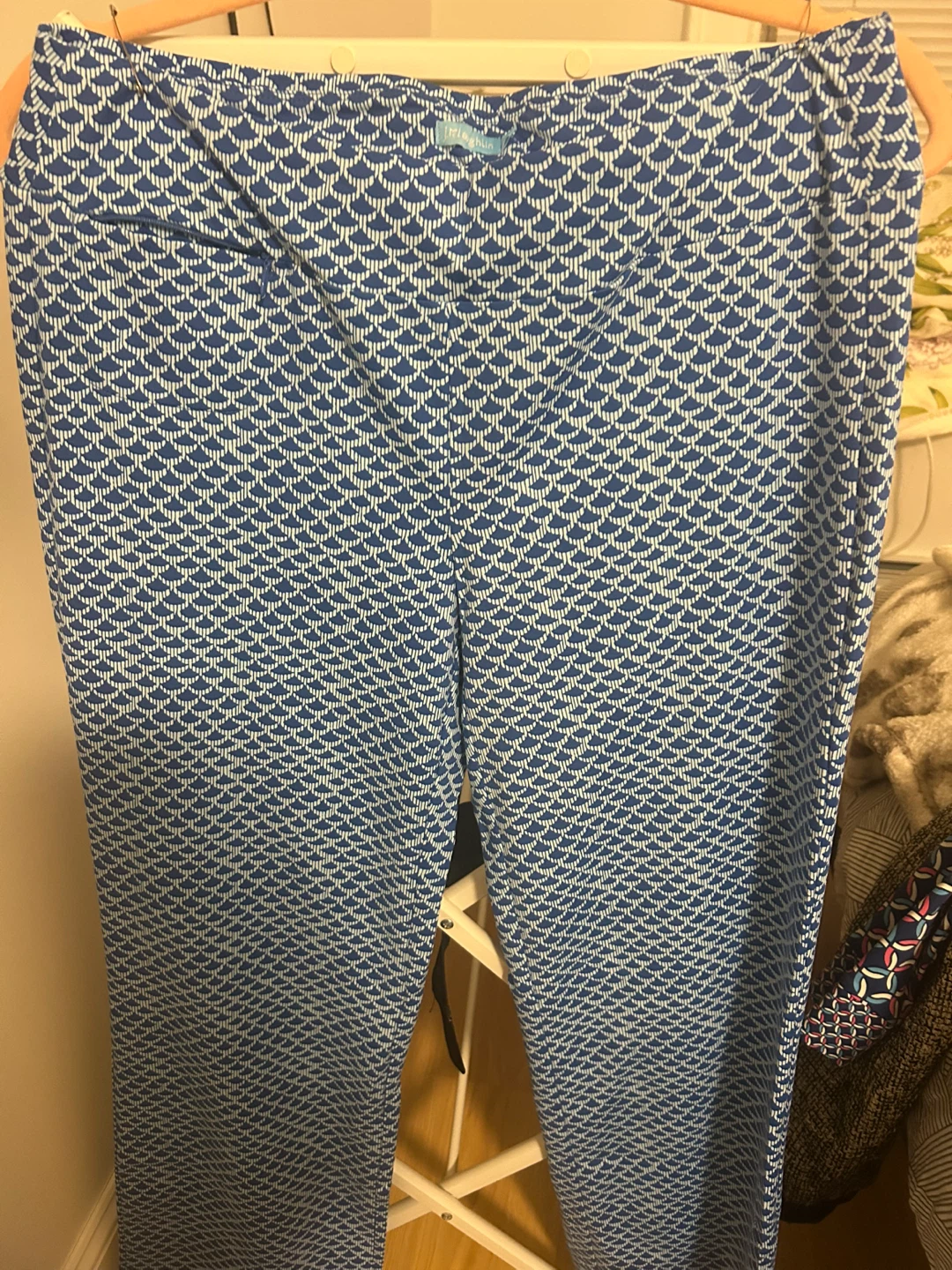 L M Laughing Blue & White Pants