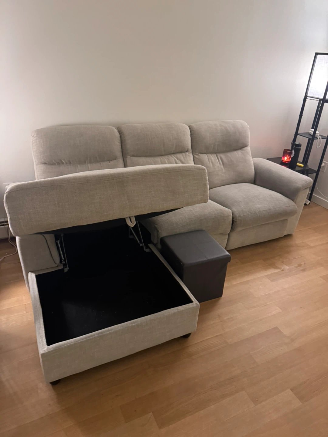 Beige Fabric recliner  Sofa with storage
