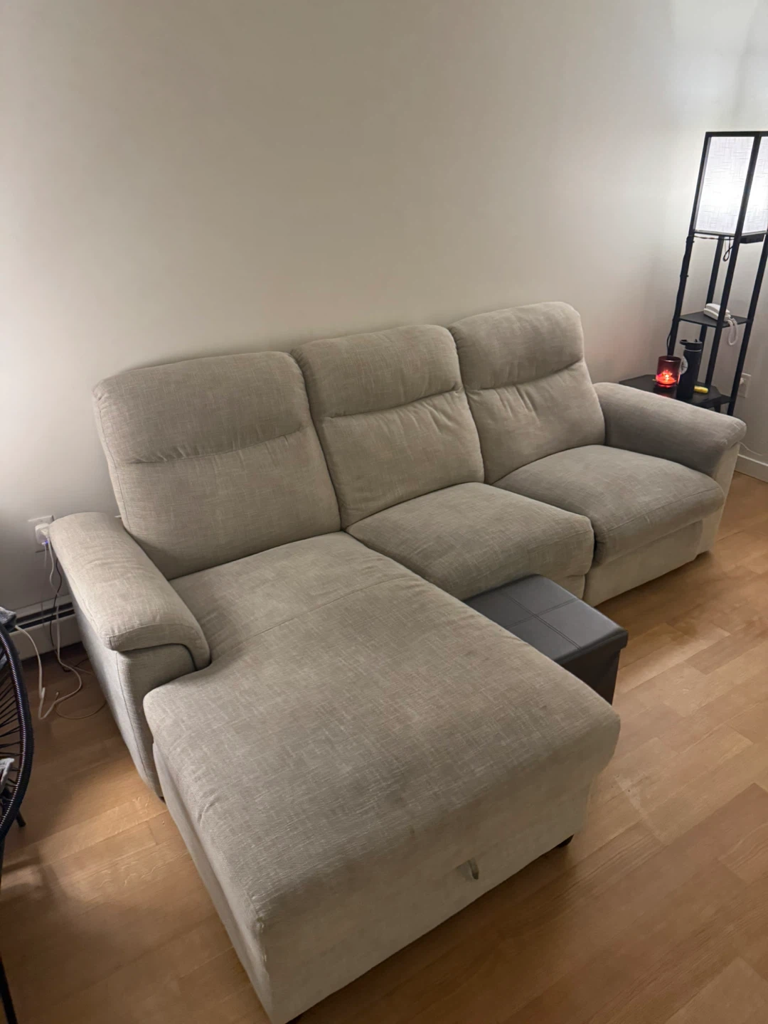 Beige Fabric recliner  Sofa with storage - photo 2
