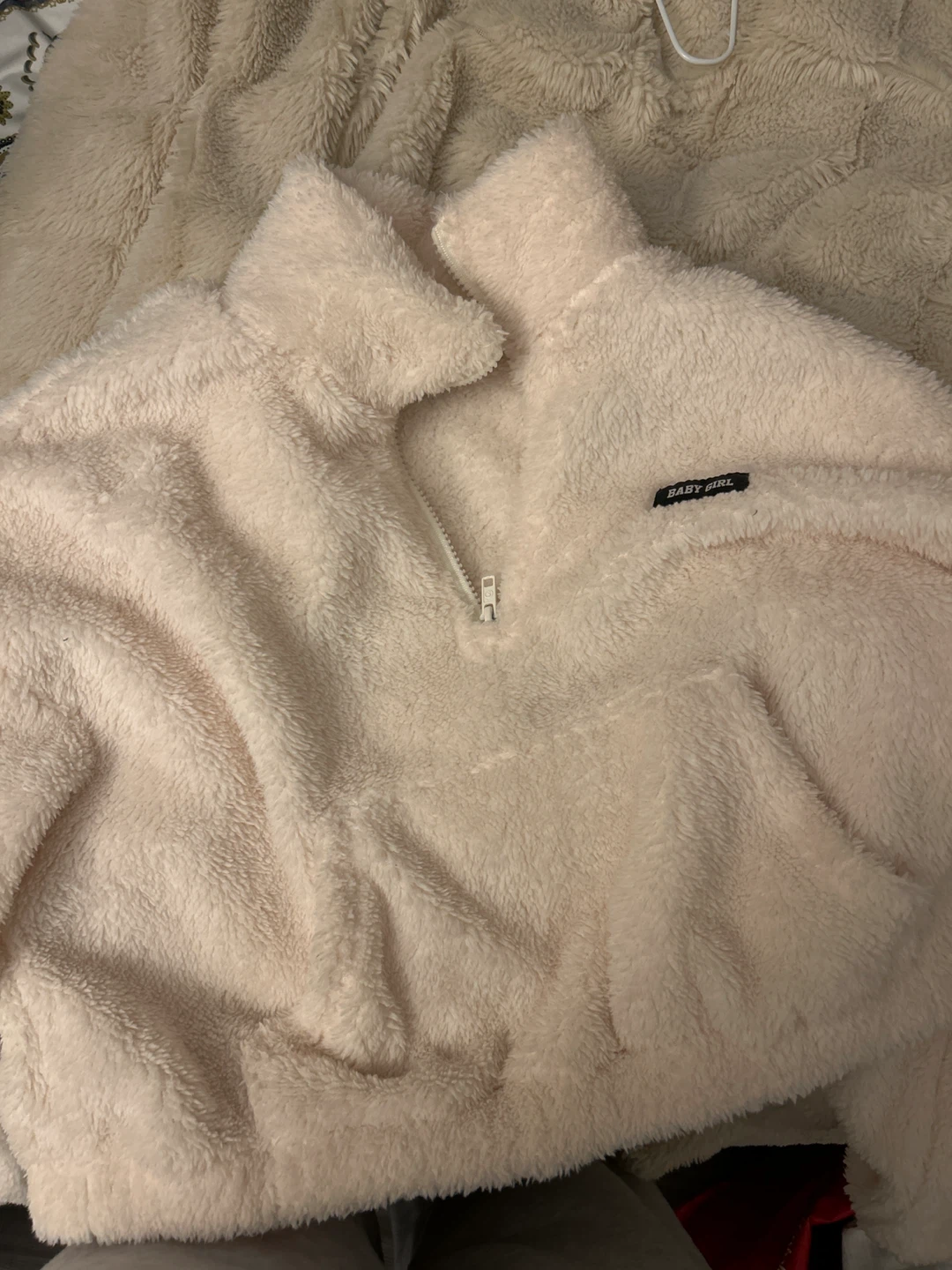 Baby Girl Cream Fleece Pullover