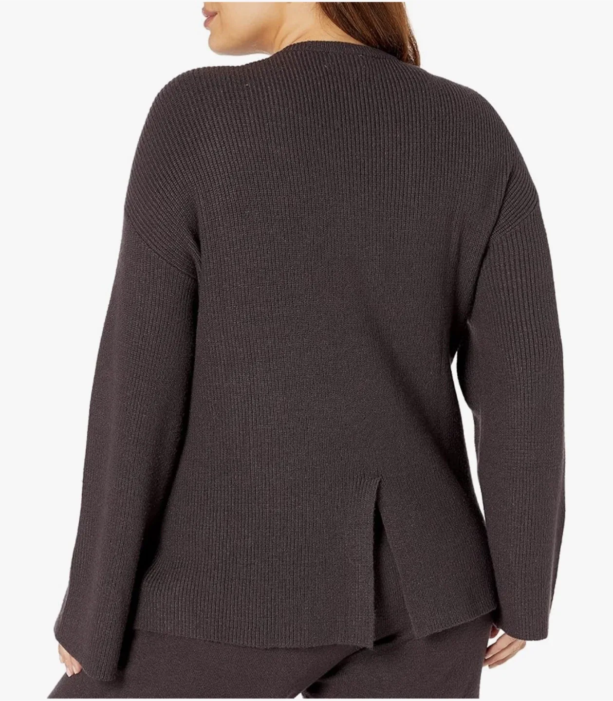 The Drop Alice Crew-Neck Back-Slit Ribbed Pullover - L thumbnail