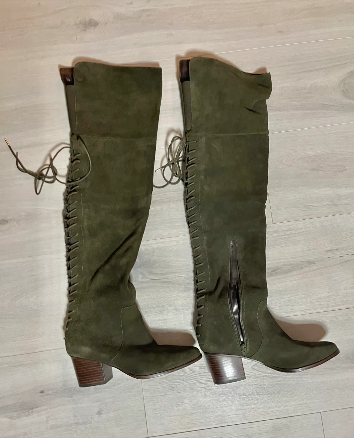 Stunning Olive Thigh-High Suede Boots – NEW! - photo 2