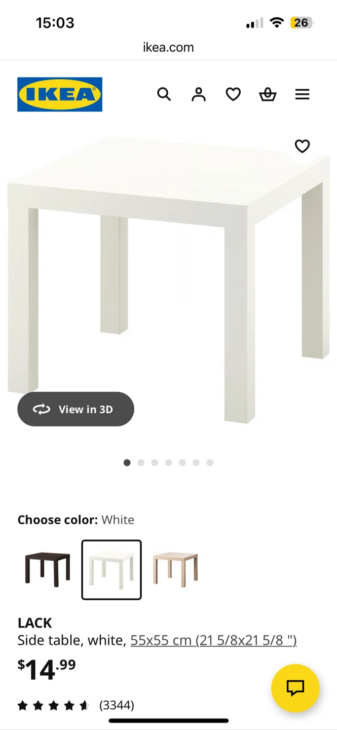 Two IKEA Lack White Side Table - 55x55 cm
