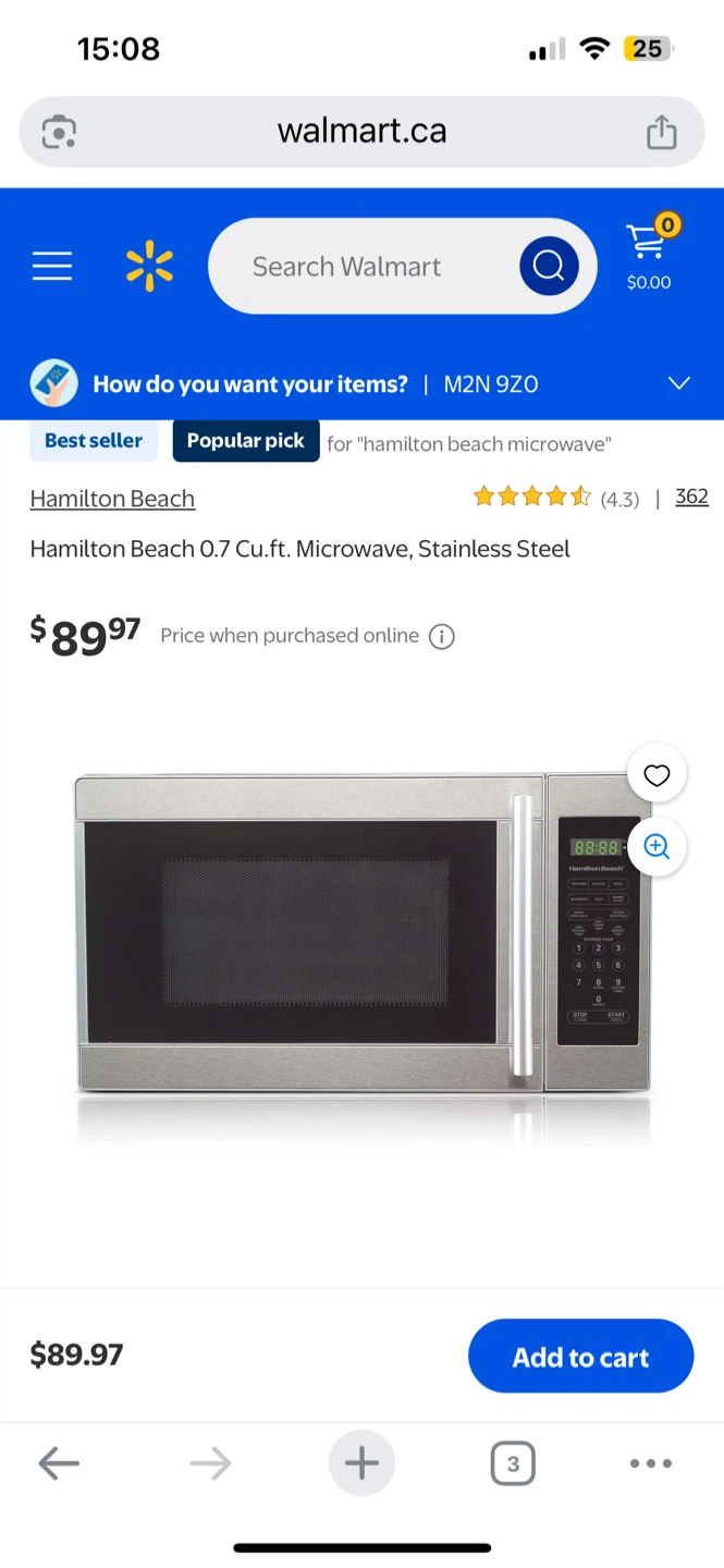 Hamilton Beach 0.7 Cu.ft. Microwave, Stainless Steel