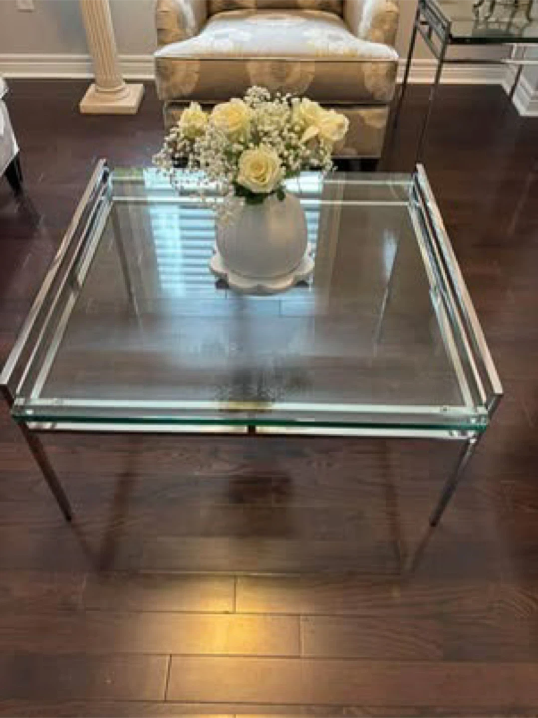 Glass & Chrome Coffee Table and End Table